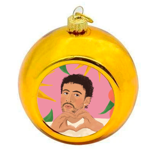 Bad Bunny - colourful christmas bauble by The Queer Store