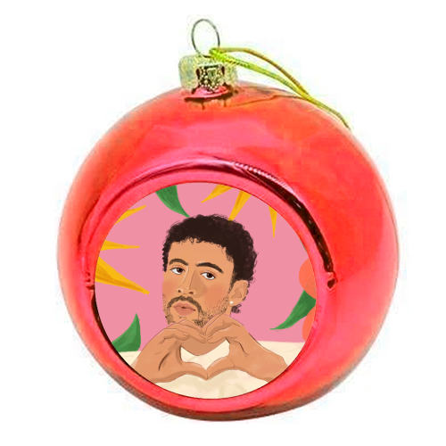 Bad Bunny - colourful christmas bauble by The Queer Store