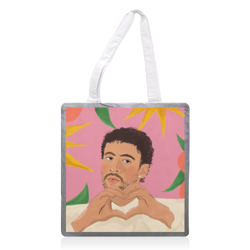 Bad Bunny - printed canvas tote bag by The Queer Store