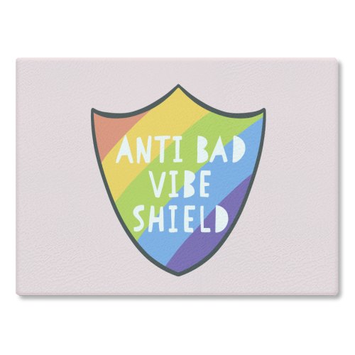 Bad Vibe Shield - glass chopping board by Alice Palazon