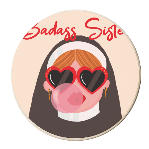 Badass Sister - personalised beer coaster by Vallely Studios