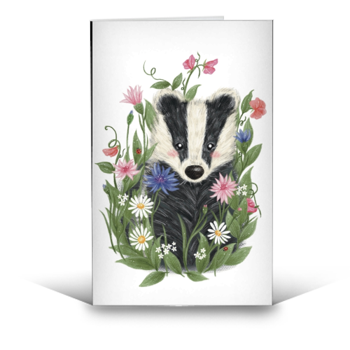 Badger In The Garden - funny greeting card by Ellie Bednall