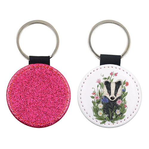 Badger In The Garden - keyring by Ellie Bednall