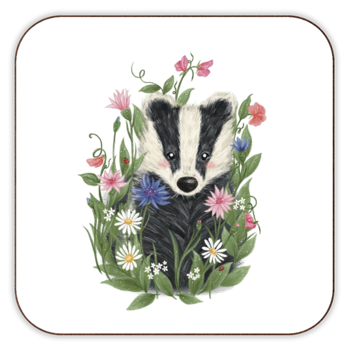 Badger In The Garden - personalised beer coaster by Ellie Bednall