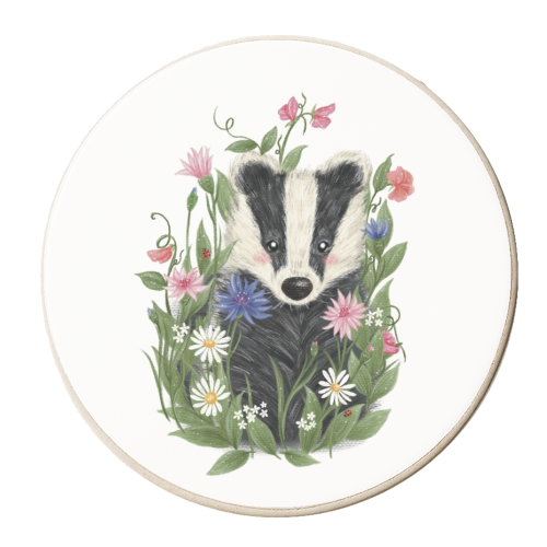 Badger In The Garden - personalised beer coaster by Ellie Bednall
