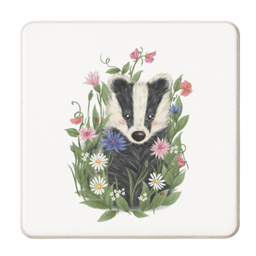 Badger In The Garden - personalised beer coaster by Ellie Bednall