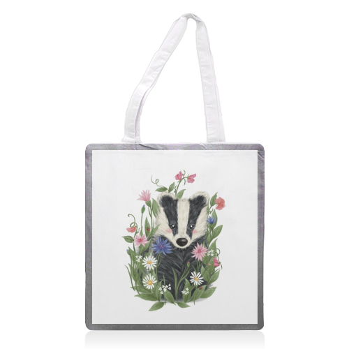 Badger In The Garden - printed canvas tote bag by Ellie Bednall