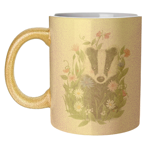 Badger In The Garden - unique mug by Ellie Bednall
