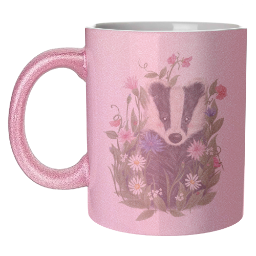 Badger In The Garden - unique mug by Ellie Bednall