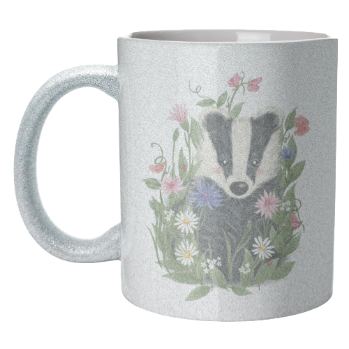 Badger In The Garden - unique mug by Ellie Bednall