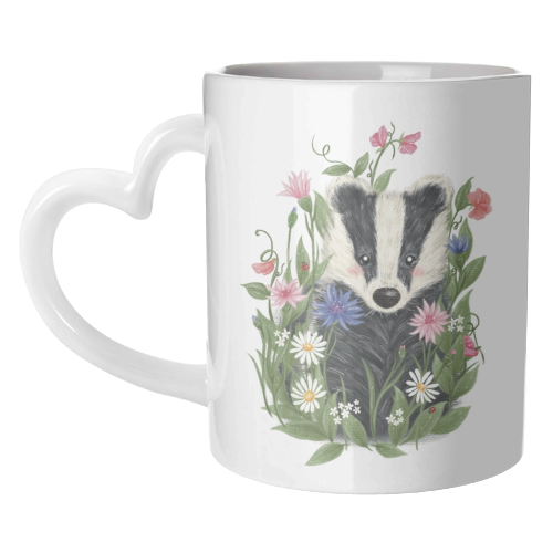 Badger In The Garden - unique mug by Ellie Bednall