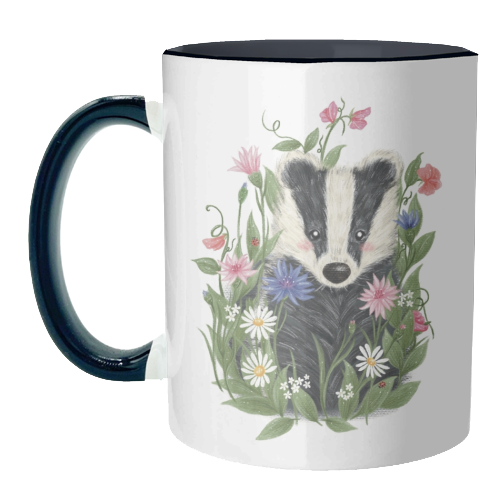 Badger In The Garden - unique mug by Ellie Bednall