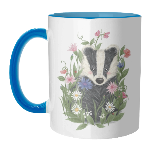 Badger In The Garden - unique mug by Ellie Bednall