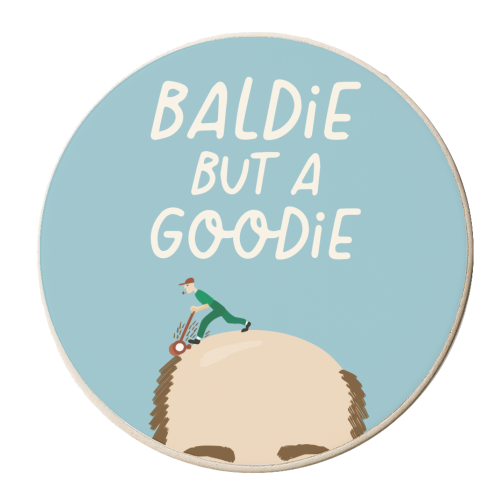 Baldie But a Goodie - personalised beer coaster by AbiGoLucky