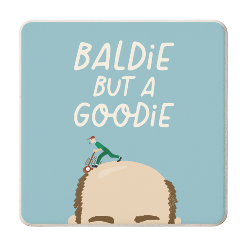Baldie But a Goodie - personalised beer coaster by AbiGoLucky