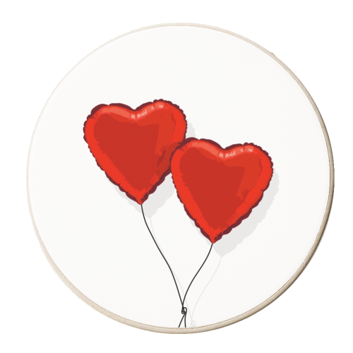 Balloon heart illustration - personalised beer coaster by The Girl Next Draw