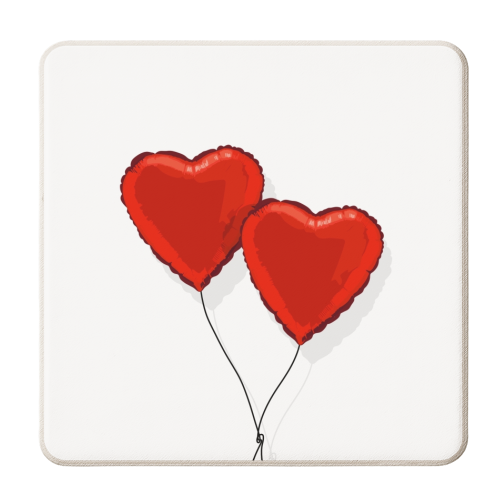 Balloon heart illustration - personalised beer coaster by The Girl Next Draw