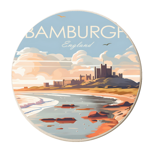 Bamburgh Castle Travel - personalised beer coaster by Kun Pact