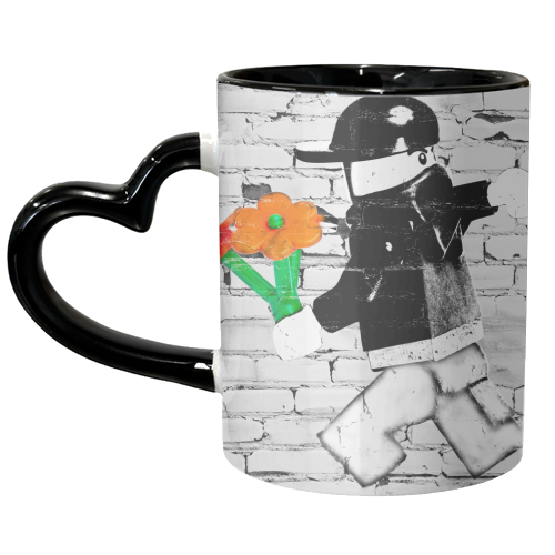 Banksy Flower Trower - unique mug by David Bond