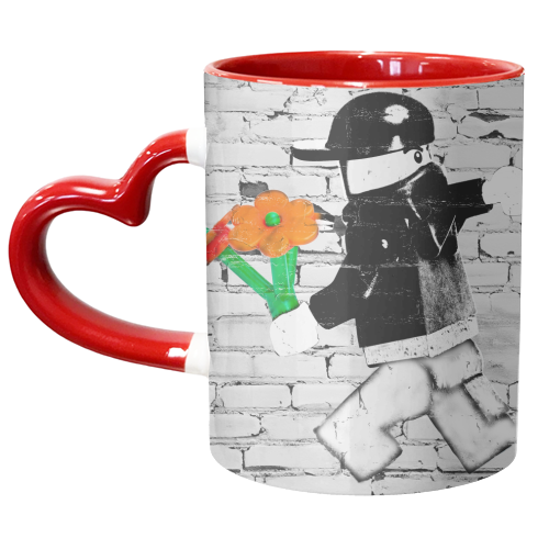 Banksy Flower Trower - unique mug by David Bond