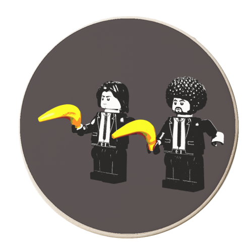 Banksy Pulp Fiction - personalised beer coaster by David Bond