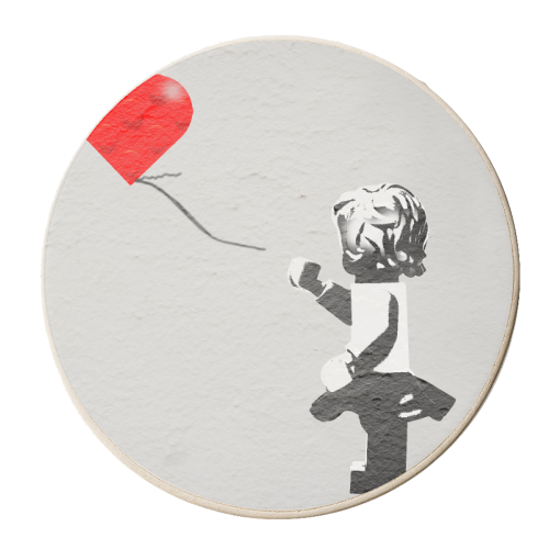 Banksy's The Girl With The Red Balloon - personalised beer coaster by David Bond