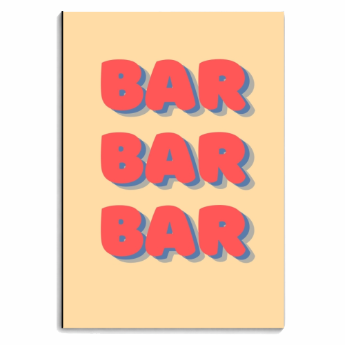 Bar Bar Bar typographic - personalised A4, A5, A6 notebook by Proper Job Studio