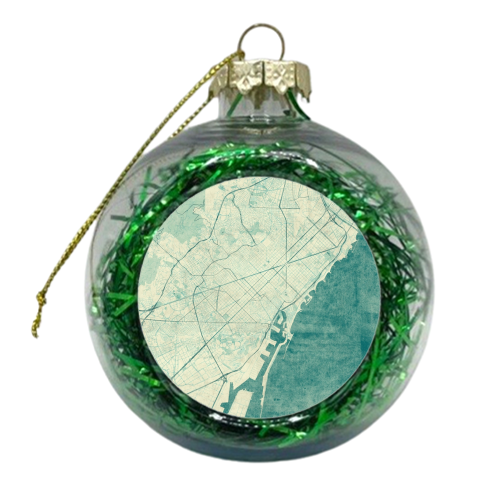 Barcelona Map Blue Vintage - xmas bauble by City Art Posters