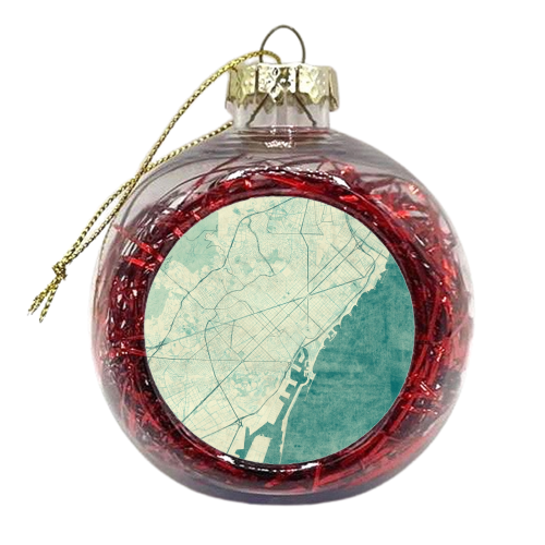 Barcelona Map Blue Vintage - xmas bauble by City Art Posters