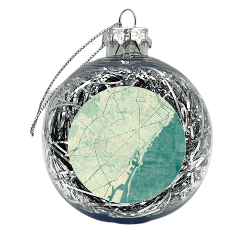 Barcelona Map Blue Vintage - xmas bauble by City Art Posters