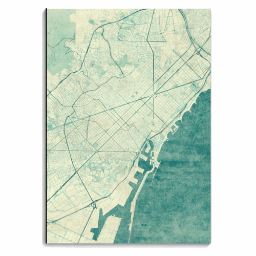 Barcelona Map Blue Vintage - personalised A4, A5, A6 notebook by City Art Posters