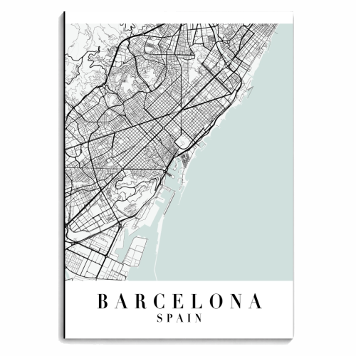 Barcelona Spain Blue Water Street Map - personalised A4, A5, A6 notebook by Toni Scott