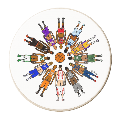 Basketball Butts - personalised beer coaster by Notsniw Art