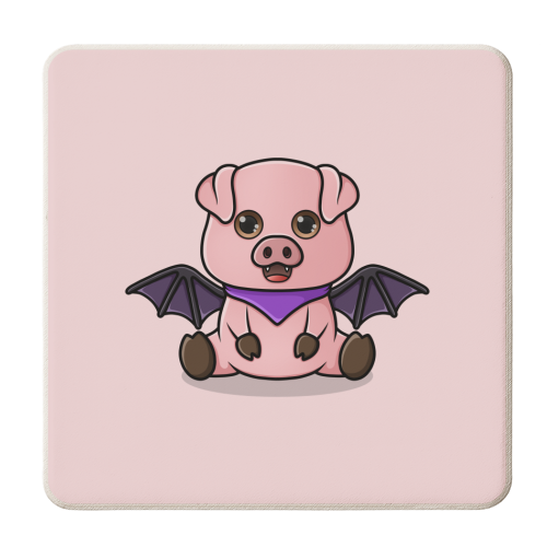 Bat Pig - Halloween Piglet - personalised beer coaster by Amy Farmer
