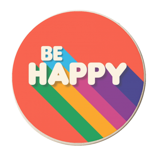BE HAPPY - personalised beer coaster by Ania Wieclaw