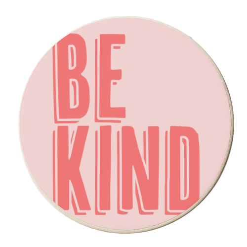 Be Kind Red and Pink Shadow - personalised beer coaster by Toni Scott