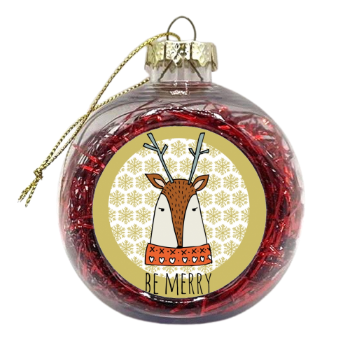 Be Merry Christmas card - xmas bauble by Nichola Cowdery