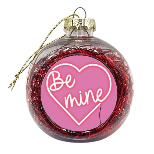 Be mine neon light print - xmas bauble by The Girl Next Draw