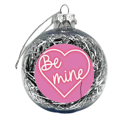 Be mine neon light print - xmas bauble by The Girl Next Draw