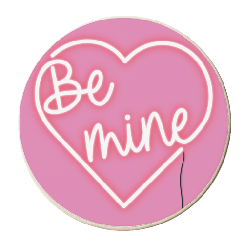 Be mine neon light print - personalised beer coaster by The Girl Next Draw