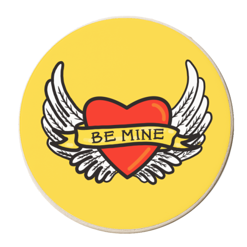 Be Mine Tattoo Style Design - personalised beer coaster by Adam Regester