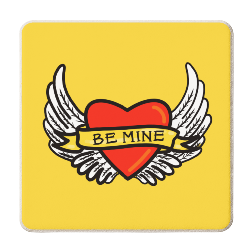 Be Mine Tattoo Style Design - personalised beer coaster by Adam Regester