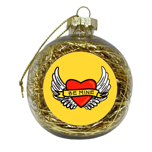 Be Mine Tattoo Style Design - xmas bauble by Adam Regester