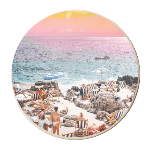 Beach Day, Travel Photography Digital Wall Decor, Tropical Beach Island Collage - personalised beer coaster by Uma Prabhakar Gokhale