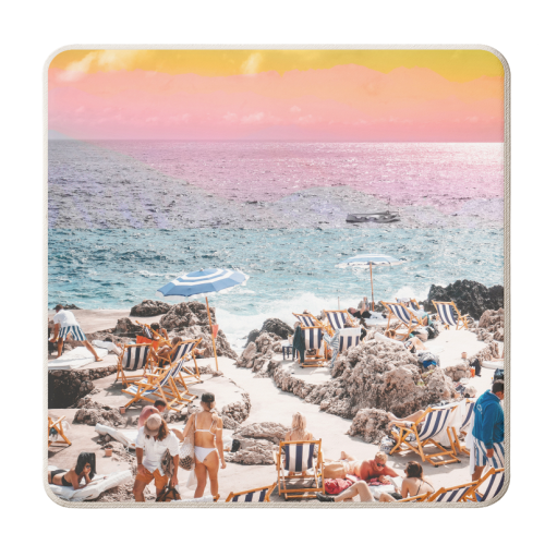 Beach Day, Travel Photography Digital Wall Decor, Tropical Beach Island Collage - personalised beer coaster by Uma Prabhakar Gokhale