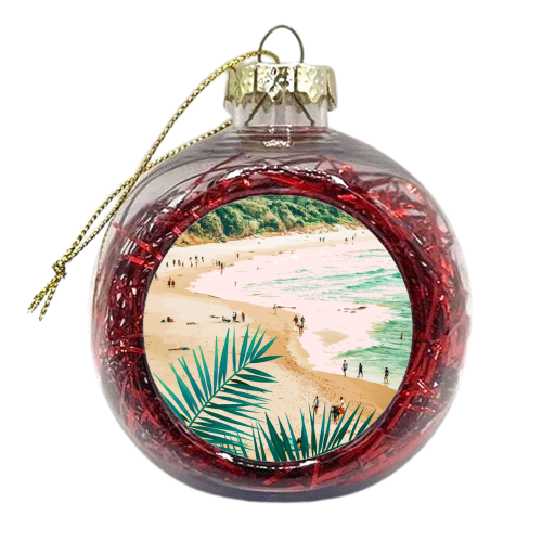 Beach Weekend | Pastel Ocean Sea Tropical Travel | Scenic Sand Palm People Boho Vacation - xmas bauble by Uma Prabhakar Gokhale