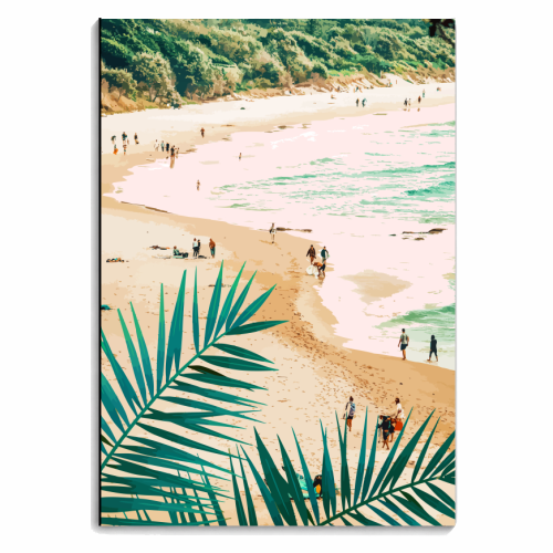 Beach Weekend | Pastel Ocean Sea Tropical Travel | Scenic Sand Palm People Boho Vacation - personalised A4, A5, A6 notebook by Uma Prabhakar Gokhale