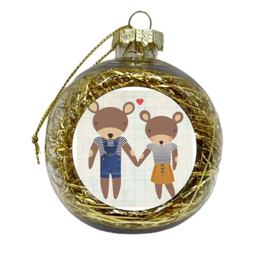 Bear Love - xmas bauble by Faye Gollaglee