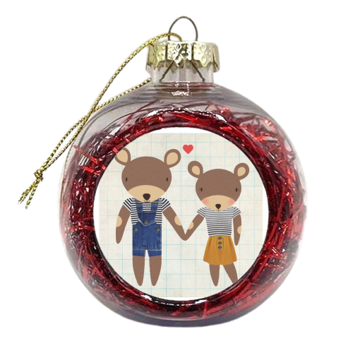 Bear Love - xmas bauble by Faye Gollaglee