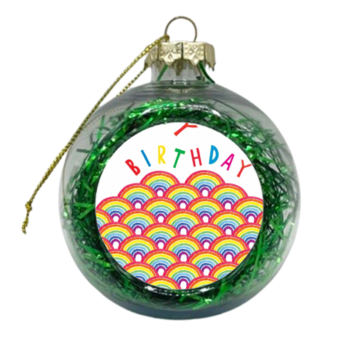 Beautiful birthday rainbows - xmas bauble by Dominic Early